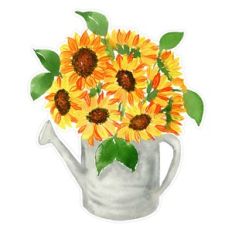 Watercolor Sunflowers in Watering Can Print and Cut