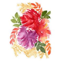 Abstract Watercolor Fall / Autumn Flower Arrangement Print and Cut