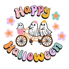 Happy Halloween Ghost Family Biking