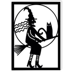 Witch on Broomstick Halloween Card