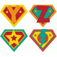 superhero shields initials yz lightning