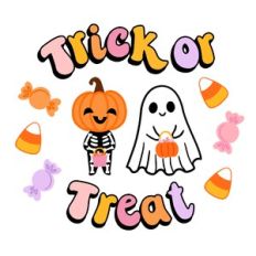 Trick or Treat Halloween Ghost and Pumpkin