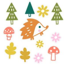 Hedgehog Forest Sticker Set
