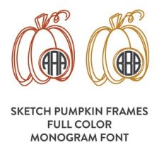sketch pumpkin frame full color monogram font