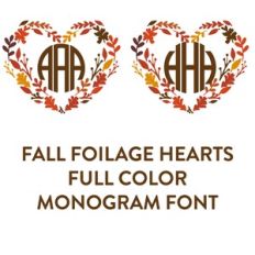 fall foilage heart full color monogram font
