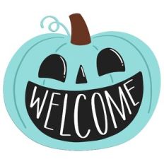 Layered Welcome Retro Smiling Pumpkin Face