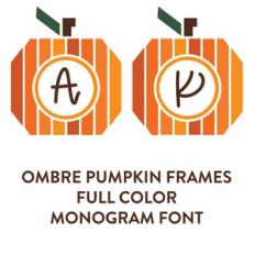 ombre pumpkin frame full color monogram font