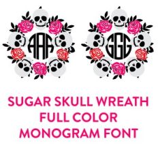 sugar skull wreath full color monogram font