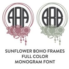 boho sunflower frames full color mongoram font