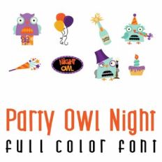 Party Owl Night Full Color Font
