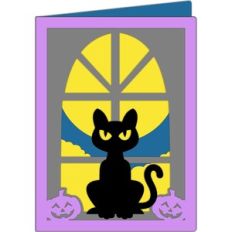black cat halloween card