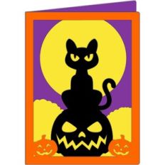 cat and pumpkin halloween card