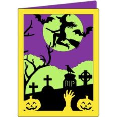 witch cemetery halloween card