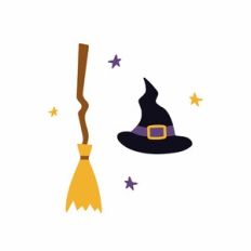 Witch hat and broom