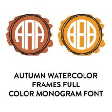 autumn watercolor frames full color monogram font