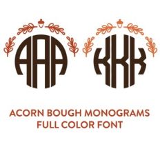acorn bough full color monogram font