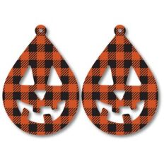 buffalo plaid jack-o-lantern earrings