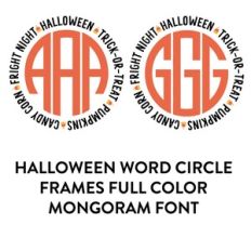 halloween word circle full color monogram font