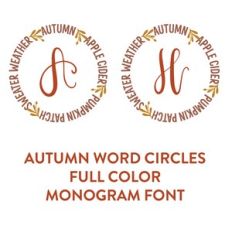 autumn word circle full color monogram font