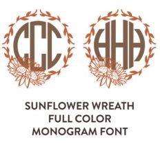 sunflower wreath full color monogram font