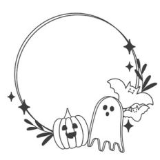 Ghost Bat Pumpkin Halloween Wreath Frame