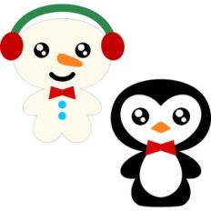 christmas snowman and penguin