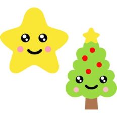 christmas star and pine tree