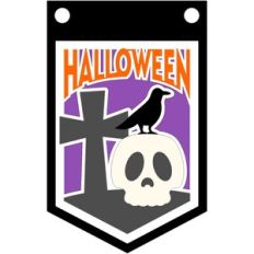 halloween skull and raven banner