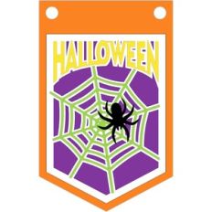 halloween spider and web banner