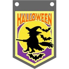 halloween witch flying banner