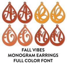 fall vibes monogram earrings full color dingbat font