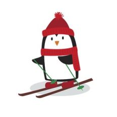 Christmas Penguin Skiing