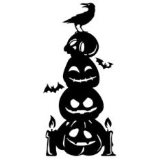 halloween pumpkins and a crow