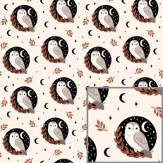 Owl with Moon and Stars Printable Background