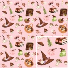 Pink Cottage Witch Pattern Background