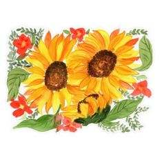 Autumn / Fall Watercolor Sunflowers Arrangement Print and Cut