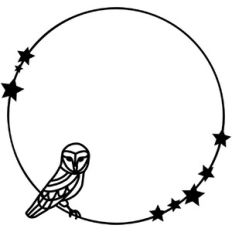 Owl and Stars Circle Border Frame
