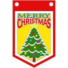 pine tree merry christmas banner