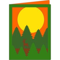 pine trees and deer card