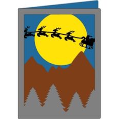 santa claus and reindeers christmas card