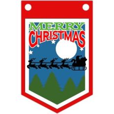 santa claus and reindeers merry christmas banner