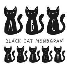 BFC Black Cat Halloween Monogram Font