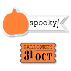 Halloween Pumpkin Flag Label Ticket Print Cut