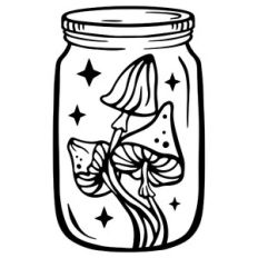witchcraft jar with mushrooms