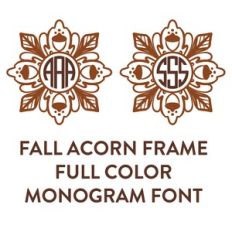 acorn foliage frame full color monogram font