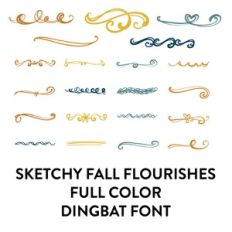 fall sketchy flourishes full color dingbat font