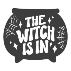 Retro The Witch Is In Cauldron Lettering