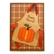 Apron Pumpkin Cross Stitch A7 Card
