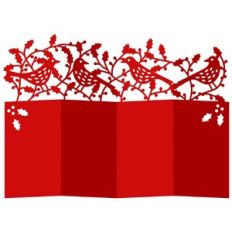 Birds and Holly Accordion Card