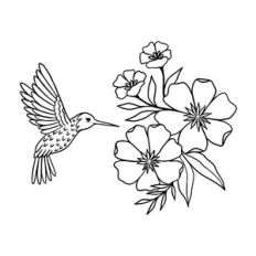 Bird with flower bouquet
